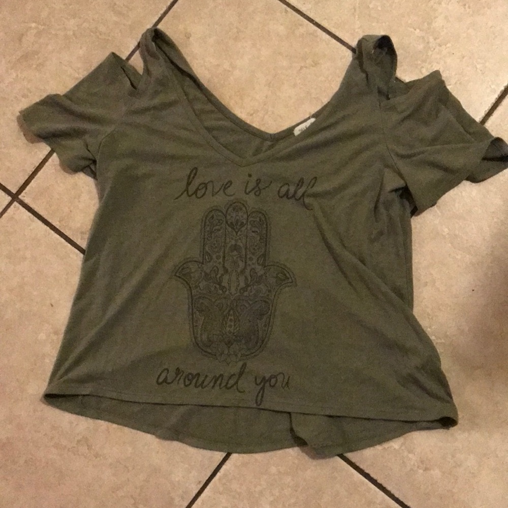 Green Peek-a-Boo Sleeve Shirt